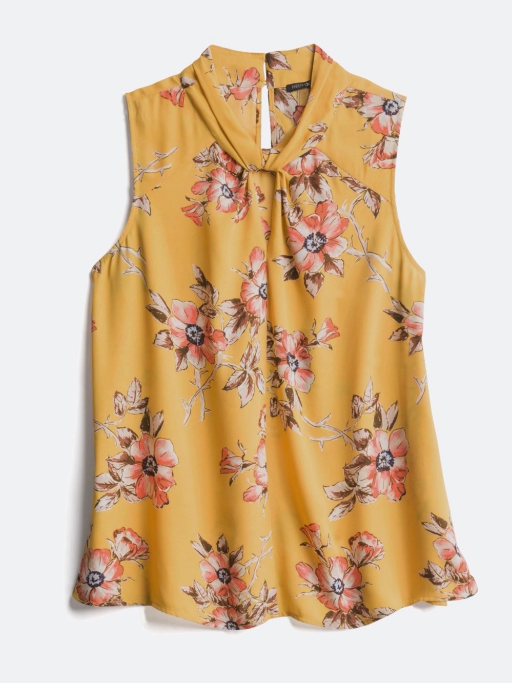 Daniel Rainn Yellow Floral Sleeveless Blouse